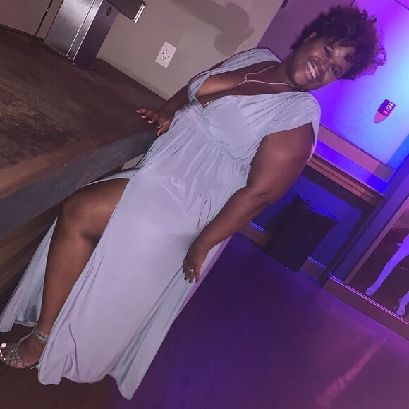 PRETTYLITTLETHING deep V sleeveless dress thigh slit size 18 - Picture 1 of 7